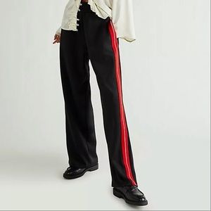 NWOT Free People Sophie Track Pants in Black/Red Stripe Z170-17
